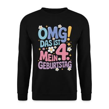 4. Geburtstag Mädchen Das Ist Mein 4. Geburtstag - Unisex Pullover - Schwarz - Vorne - Alina (178cm) & Michal (187cm)