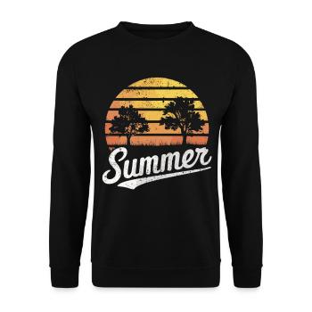 Sonnenuntergang Wald Sommer - Unisex Pullover - Schwarz - Vorne - Alina (178cm) & Michal (187cm)