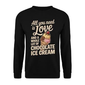 Eis macht glücklich – Liebe und Eis - Unisex Pullover - Schwarz - Vorne - Alina (178cm) & Michal (187cm)