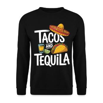 Tacos und Tequila Party Shirt - Unisex Pullover - Schwarz - Vorne - Alina (178cm) & Michal (187cm)
