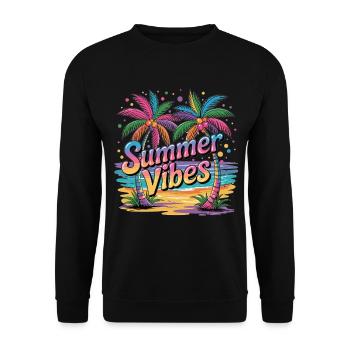 Summer Vibes Holiday Shirt - Unisex Sweatshirt - black - Front - Alina (178cm) & Michal (187cm)