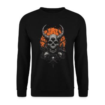 Demon Skull with Horns & Weapons - Unisex Sweatshirt - black - Front - Alina (178cm) & Michal (187cm)
