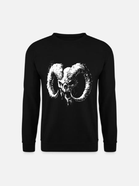 Dämonenschädel mit Widderhörnern – Dark Art - Unisex Pullover - Schwarz