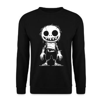 Zombie de dessin animé effrayant avec le sourire - Sweat-shirt Unisexe - noir - Devant - Alina (178cm) & Michal (187cm)