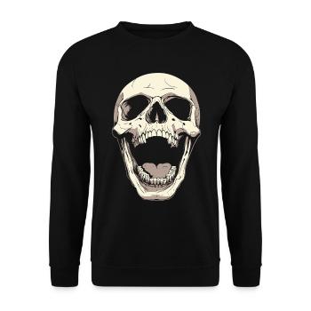 Screaming Skull with Tongue – Dark Art - Unisex Sweatshirt - black - Front - Alina (178cm) & Michal (187cm)