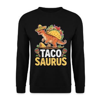 Taco Saurus mit Sombrero - Unisex Pullover - Schwarz - Vorne - Alina (178cm) & Michal (187cm)