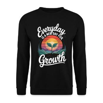 Jeder Tag bringt neues Wachstum - Unisex Pullover - Schwarz - Vorne - Alina (178cm) & Michal (187cm)