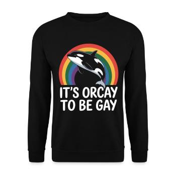 Regenbogen-Orca für LGBTQ+ Fans - Unisex Pullover - Schwarz - Vorne - Alina (178cm) & Michal (187cm)