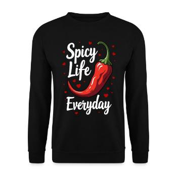 Spicy Life – Chili Vibes for Every Day - Unisex Sweatshirt - black - Front - Alina (178cm) & Michal (187cm)
