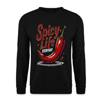 Spicy Life – Chili Vibes für jeden Tag - Unisex Pullover - Schwarz - Vorne - Alina (178cm) & Michal (187cm)