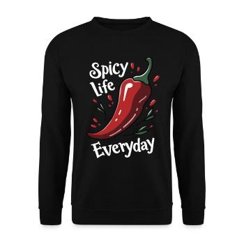 Spicy Life – Chili Vibes for Every Day - Unisex Sweatshirt - black - Front - Alina (178cm) & Michal (187cm)