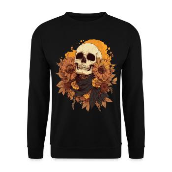 Autumnal skull with flowers - Unisex Sweatshirt - black - Front - Alina (178cm) & Michal (187cm)