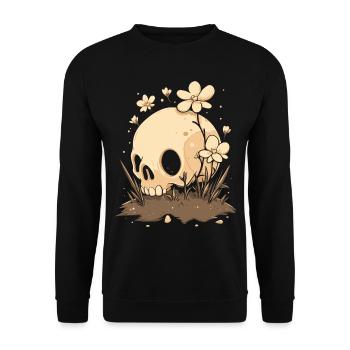 Cute skull with flower meadow - Unisex Sweatshirt - black - Front - Alina (178cm) & Michal (187cm)