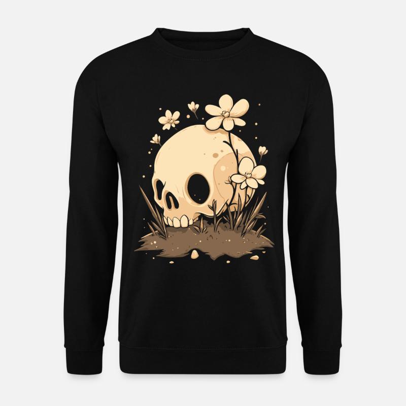 Mignon crâne avec prairie fleurie - Sweat-shirt Unisexe - noir