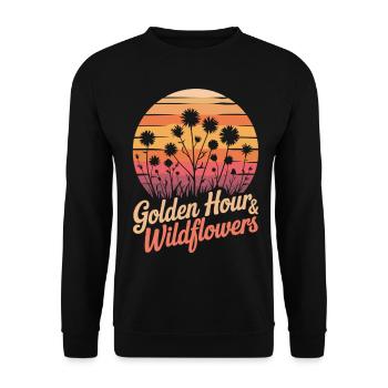 Wildflowers & Sunset - Unisex Sweatshirt - black - Front - Alina (178cm) & Michal (187cm)