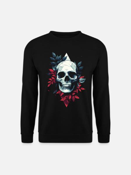 Geometric skull with leaves - Unisex Sweatshirt - black