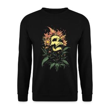 Flower Skull with Rampant Nature - Unisex Sweatshirt - black - Front - Alina (178cm) & Michal (187cm)