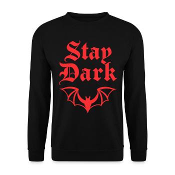 Gothic Fledermaus – Stay Dark Statement - Unisex Pullover - Schwarz - Vorne - Alina (178cm) & Michal (187cm)