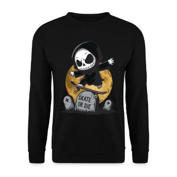 Skate or Die – Grim Reaper on a skateboard - Unisex Sweatshirt - black - Front - Alina (178cm) & Michal (187cm)