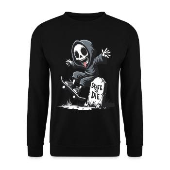 Skate or Die – Grim Reaper on a skateboard - Unisex Sweatshirt - black - Front - Alina (178cm) & Michal (187cm)