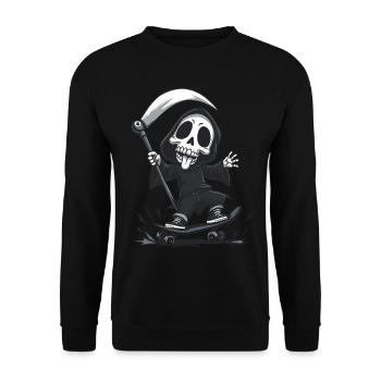 Skate or Die – Grim Reaper on a skateboard - Unisex Sweatshirt - black - Front - Alina (178cm) & Michal (187cm)