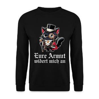 Eure Armut widert mich an – Dekadente Gothic Katze - Unisex Pullover - Schwarz - Vorne - Alina (178cm) & Michal (187cm)
