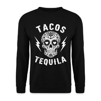 Tacos Tequila & Skull Vibes - Unisex Sweatshirt - black - Front - Alina (178cm) & Michal (187cm)