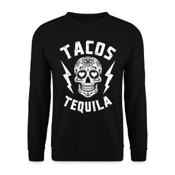 Tacos Tequila & Skull Vibes - Unisex Sweatshirt - black - Front - Alina (178cm) & Michal (187cm)