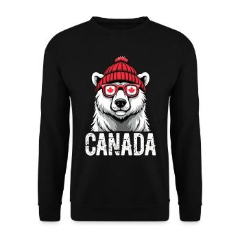 Ours du Canada avec chapeau et style érable - Sweat-shirt Unisexe - noir - Devant - Alina (178cm) & Michal (187cm)