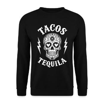 Tacos Tequila & Skull Vibes - Unisex Sweatshirt - black - Front - Alina (178cm) & Michal (187cm)