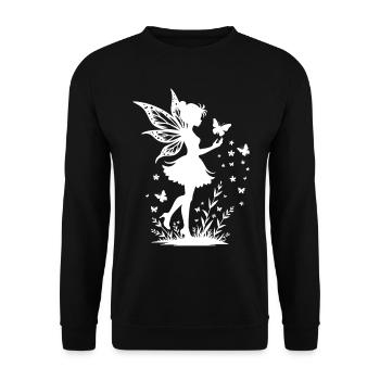 Magical fairy with flowers and butterflies - Unisex Sweatshirt - black - Front - Alina (178cm) & Michal (187cm)