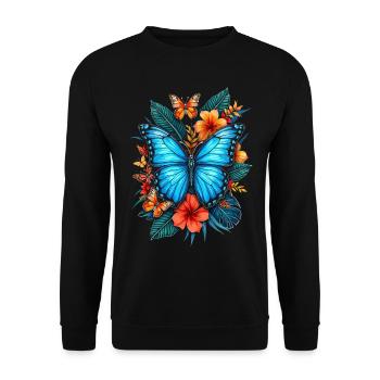 Papillon, Fleurs, Entomologiste - Sweat-shirt Unisexe - noir - Devant - Alina (178cm) & Michal (187cm)