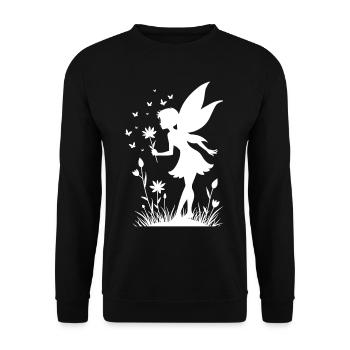 Magical fairy with flowers and butterflies - Unisex Sweatshirt - black - Front - Alina (178cm) & Michal (187cm)
