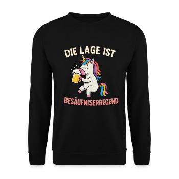 Einhorn mit Bier - Unisex Pullover - Schwarz - Vorne - Alina (178cm) & Michal (187cm)