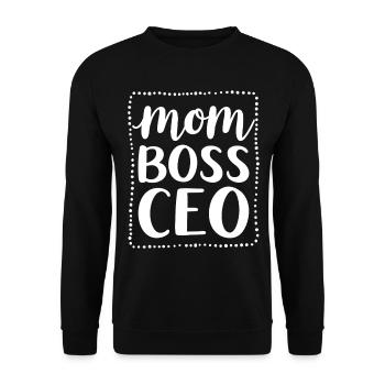 Mom CEO Starke Mama Mindset - Unisex Pullover - Schwarz - Vorne - Alina (178cm) & Michal (187cm)