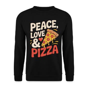 Peace, Love & Pizza - Unisex Sweatshirt - black - Front - Alina (178cm) & Michal (187cm)
