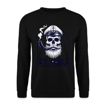 St.Pauli Kiez Hamburg Totenkopf Sankt Pauli - Unisex Pullover - Schwarz - Vorne - Alina (178cm) & Michal (187cm)