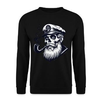 Kapitän Hamburg St Pauli Hansestadt Totenschädel - Unisex Pullover - Schwarz - Vorne - Alina (178cm) & Michal (187cm)