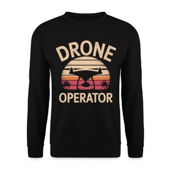 Drone Pilot Retro Look - Unisex Sweatshirt - black - Front - Alina (178cm) & Michal (187cm)