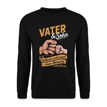 Vater & Sohn – Ein Herz und eine Seele - Unisex Pullover - Schwarz - Vorne - Alina (178cm) & Michal (187cm)