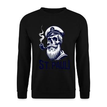St.Pauli Kiez Hamburg Totenkopf Sankt Pauli - Sweat-shirt Unisexe - noir - Devant - Alina (178cm) & Michal (187cm)