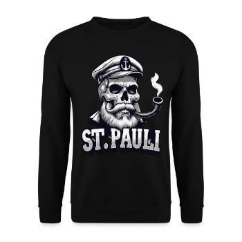 St.Pauli Kiez Hamburg Totenkopf Sankt Pauli - Unisex Pullover - Schwarz - Vorne - Alina (178cm) & Michal (187cm)