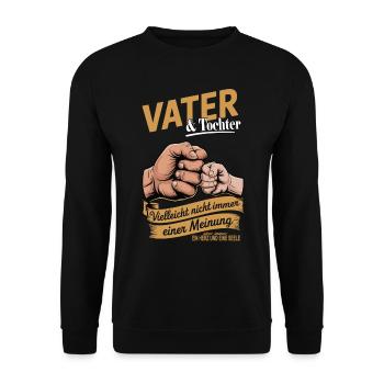 Vater & Tochter – Ein Herz und eine Seele - Unisex Pullover - Schwarz - Vorne - Alina (178cm) & Michal (187cm)