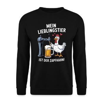 Mein Lieblingstier ist der Zapfhahn - Unisex Pullover - Schwarz - Vorne - Alina (178cm) & Michal (187cm)