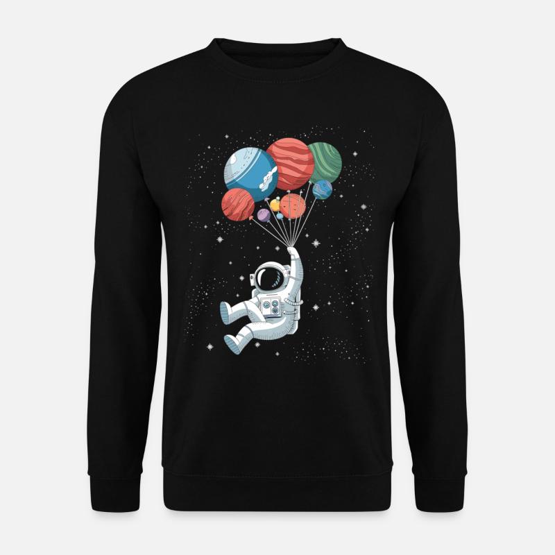 Astronaut with planetary balloons - Unisex Sweatshirt - black