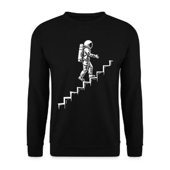 Astronaut on the Stairs Space Style - Unisex Sweatshirt - black - Front - Alina (178cm) & Michal (187cm)