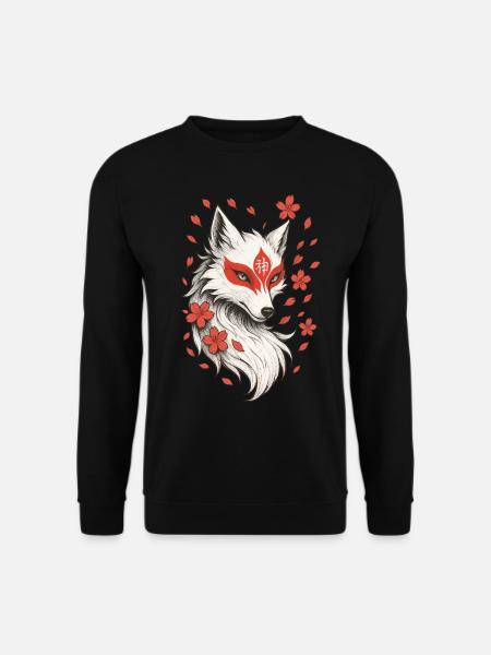 Kitsune Fuchs, Japanische Anime & Mythologie - Unisex Pullover - Schwarz