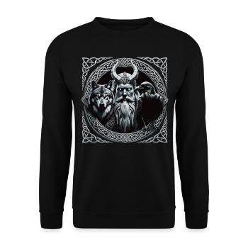 Odin Wikinger Valhalla Vikinger Hammer Thor Odin - Unisex Pullover - Schwarz - Vorne - Alina (178cm) & Michal (187cm)