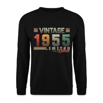 1955 Geburtstag 1955 Jahrgang Geburtstag 1955 - Unisex Pullover - Schwarz - Vorne - Alina (178cm) & Michal (187cm)