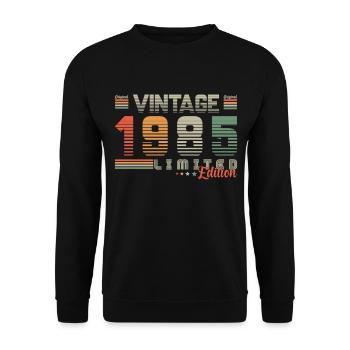 1985 Vintage Original 1985 Geburtstagsgeschenk - Unisex Pullover - Schwarz - Vorne - Alina (178cm) & Michal (187cm)